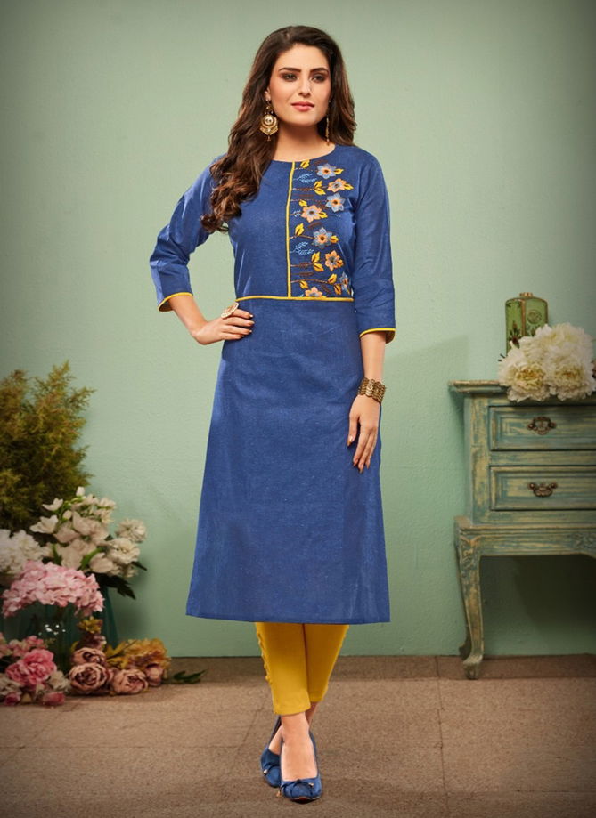 Impression Hamdloom Cotton Designer Hand Embroidery Festival Wear Kurti Collection 1001-1008